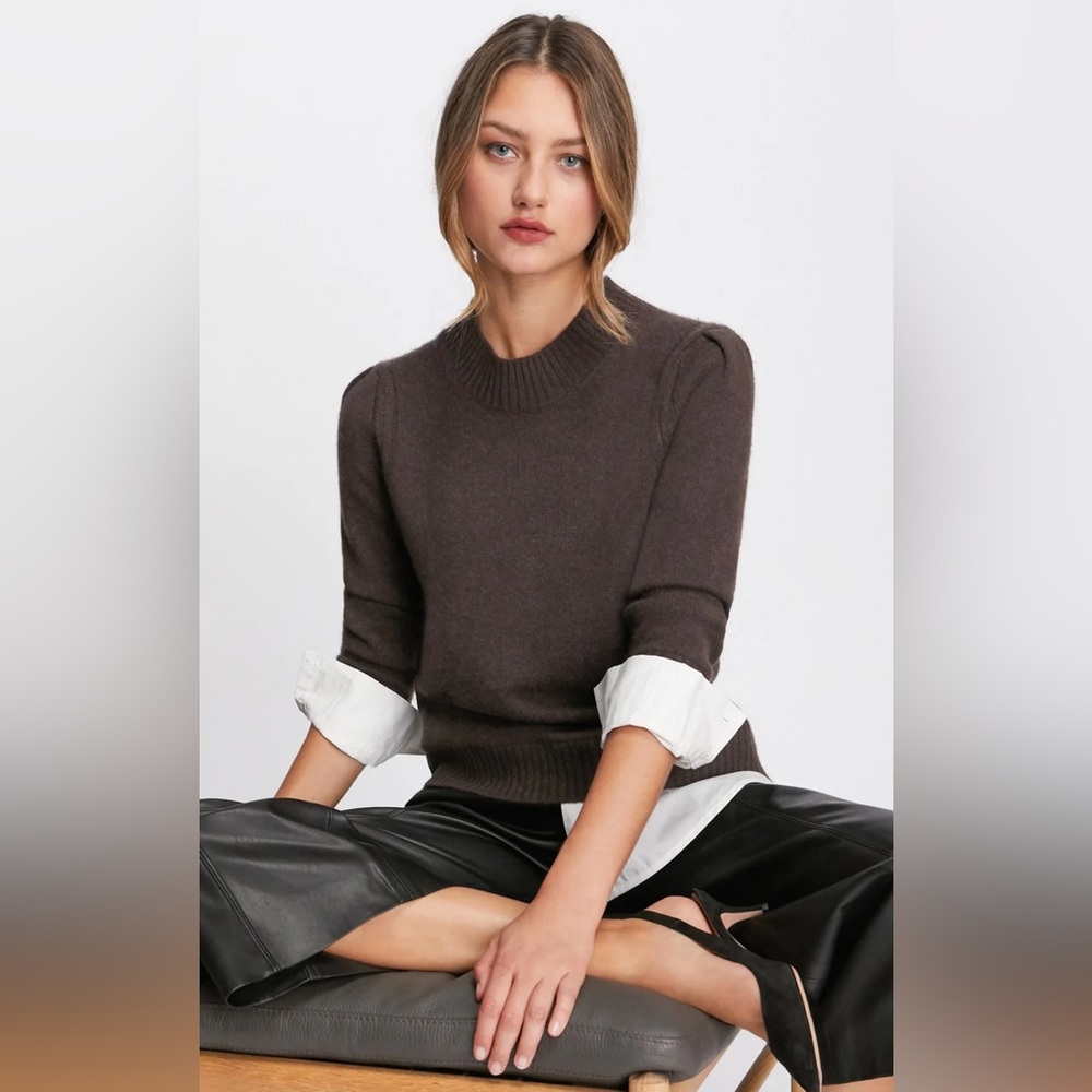 The Eton Layered Crew Looker in brown with white underlayer